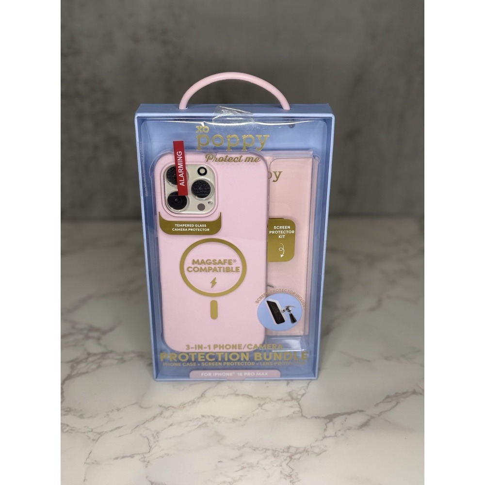 XO Poppy iPhone 16 Pro Max Case Bundle MagSafe Pink 3-in-1 Screen Camera Protect